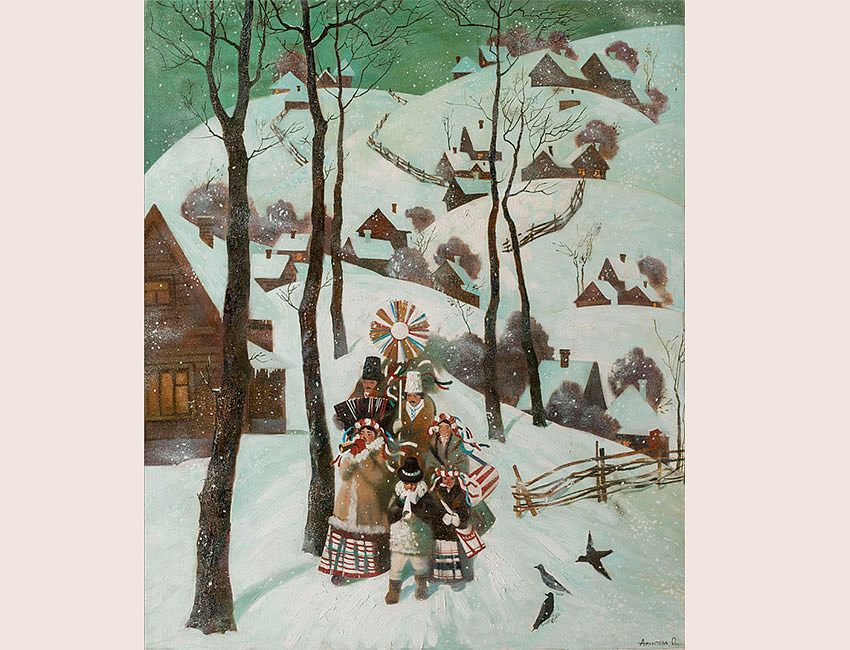 Колядки,110х90, холст, масло, 2009 г.