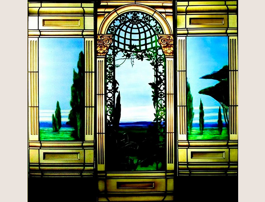 Триптих «Пейзаж», витраж, живопись на стекле. 2005 г. Автор - Хвалов С.А.