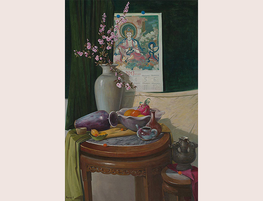 Натюрморт с китайской вазой, 150х90, хм, 2013 г.