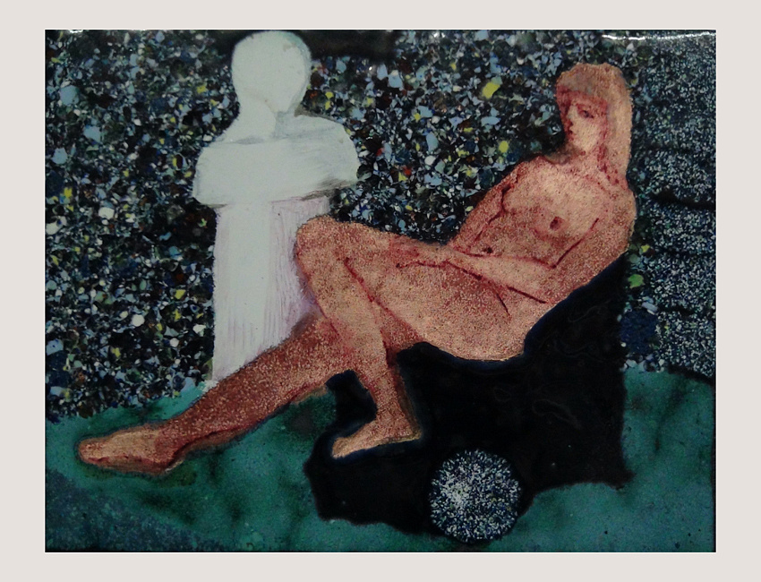 «Обнаженная», 2013 г., медь, горячая эмаль, свободная эмалевая живопись, 16 х 13 см. Собственность автора.